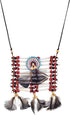 Indian style breastplate, made with bone and feathers, bone choker, Indian inspired choker...