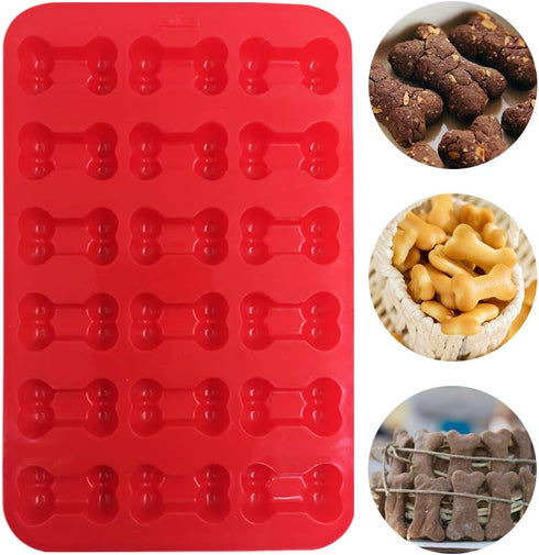 4 Pcs Silicone Candy Chocolate Molds, FineGood Puppy Dog Paw & Bone Shaped Ice Cube Trays Cookies Baking Pans for Making Frozen Dog Treats Soap Ba...