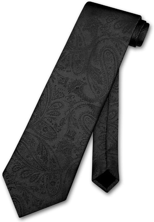 Vesuvio Napoli NeckTie BLACK Color Paisley Design Men's Neck Tie...