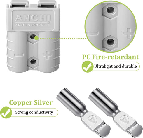 8 Pcs 10-12 Gauge Battery Quick Connector 50 Amp Battery Quick Connect Disconnect with 10/12 AWG, Wire Harness Plug Kit Cables Connect Disconnect ...