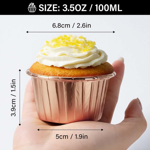 EUSOAR Aluminium Cups for Baking, 100pcs 3.5 oz Disposable Aluminum ramekins, Foil Cupcake Baking Cups Muffin Liners Cupcake Ramekin Holder for We...