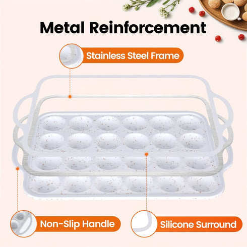 Muffin Pans With Metal Reinforced Frame - 24-Cups Durable Silicone Baking Pan for Muffins, Cupcakes, BPA Free and Dishwasher Safe - White with Cof...