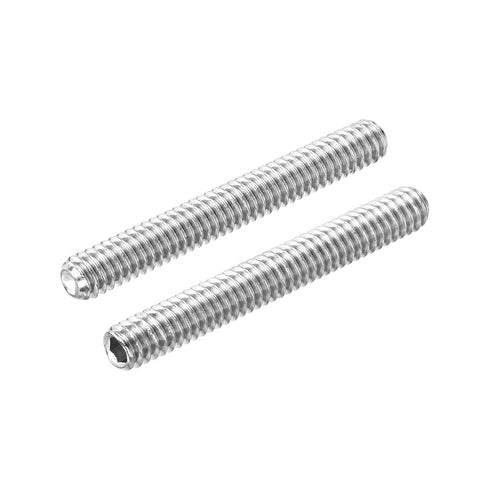 uxcell 5Pcs Hex Socket Grub Screw, 1/4-20x2" 304 Stainless Steel Head Socket Set Screws Flat Point Grub Bolt for Door Handles, Light Fixture Repai...