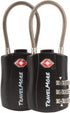 2 Pack TSA Approved Travel Combination Cable Luggage Locks for Suitcases & Backpacks - Black...