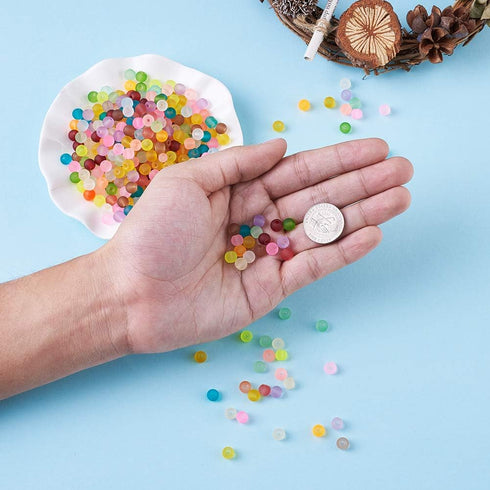 Craftdady 500Pcs 6mm Transparent Frosted Glass Beads Tiny Crystal Glass Round Loose Spacer Beads Random Mixed Colors for Jewelry Making Hole: 1mm...