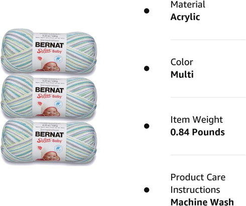 Bernat Softee Baby Yarn Ombres (3-Pack) Prince Pebbles 166031-31201...