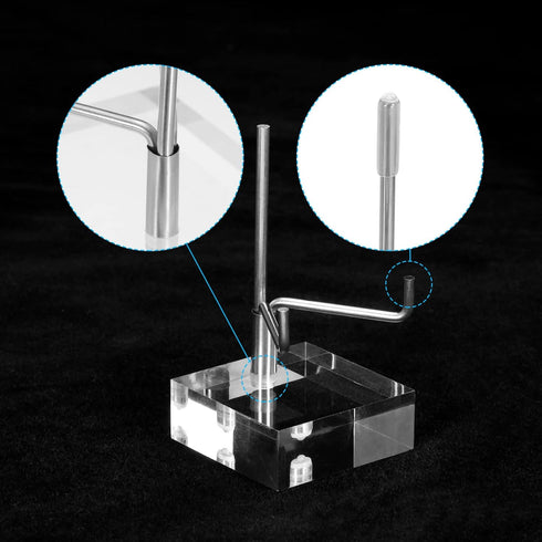 PATIKIL 2" x 2" x 1" Acrylic Display Stands, Display Easel Holder Stainless Steel Arm Crystal Display Stand for Mineral Gemstone Style 3, Clear...