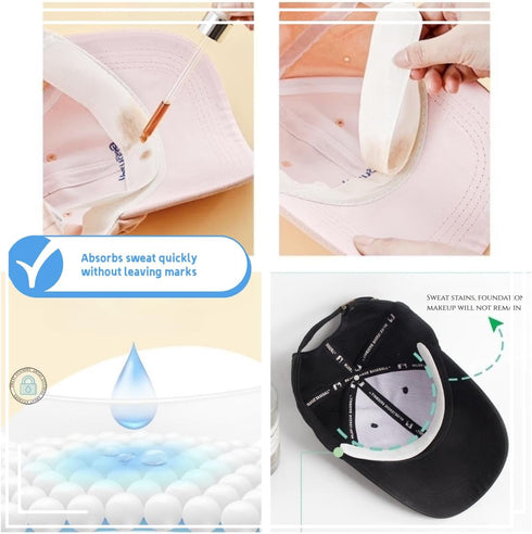 10Pcs Hat Sweat Pads Hat Sweat Liner Absorbent Sweat Pad Disposable Hat Sweat Pads Black Cap Pads for Baseball Tennis Hunting Golf Hat...
