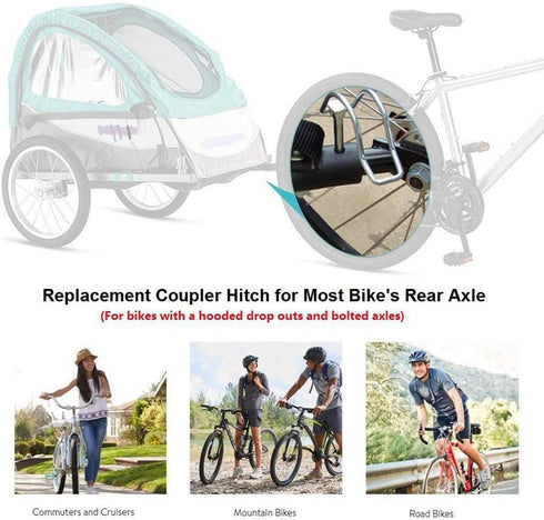 Bicycle Trailer Hitch Coupler Mount Attachment, MASO-AUTO Bike Rear Racks Axle Steel Adapter Replacement Cycling Accessory for Dog Kids Cargo...