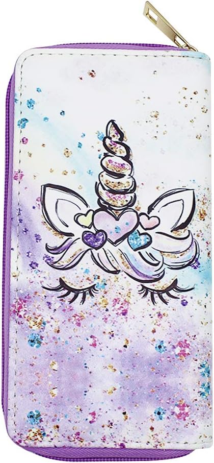 Cute Unicorn PU Leather Zip Around Long Wallet Cluth Travel Purse for Women Gilrs Ladies...