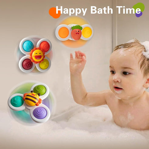 3PCS Suction Cup Spinner Toys for 1 2 Year Old Boys Spinning Toys 12-18 Months Sensory Toys for Toddlers 1-3 First Birthday Baby Gifts for Girls...