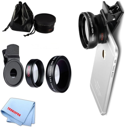 2-in-1 Professional Universal Smartphone HD Camera Lens Kit (Super Wide Angle & Macro Lens) for iPhones 15, iPhone 15 Pro, Pro Max, iPhone 14, iPh...