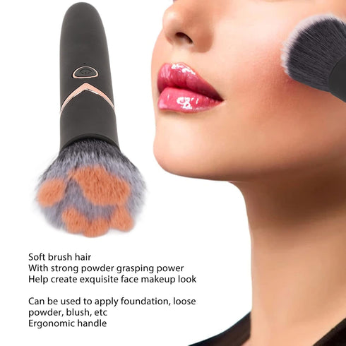 Powered Electric Makeup Brush Loose Powder Brush 10 Gears Vibration Electric Massage Brush for Makeup Blending Contouring Airbrush Finish, Black...
