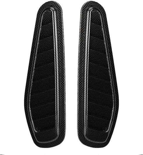 Air Flow Intake Cover, 2pcs Carbon Fiber Style Car Air Flow Intake Decorative Scoop Bonnet Vent Hood Cover Universal Air Flow Vent Cover Hood Scoo...
