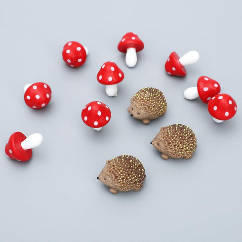 ONEST 12 Pieces Garden Miniature Accessories Mini Hedgehogs Mushroom Garden Micro Landscape Garden Ornament Figurines for DIY Craft Garden Decor...