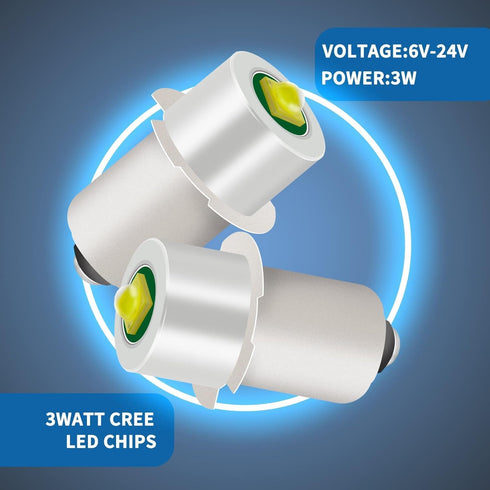 LED Flashlight Replacement Bulb with 18V 12V 19.2V 6-24 Volt and 3W 247LM and PR2 P13.5S LED Conversion Kit Compatible Ryobi Milwaukee Craftsman L...