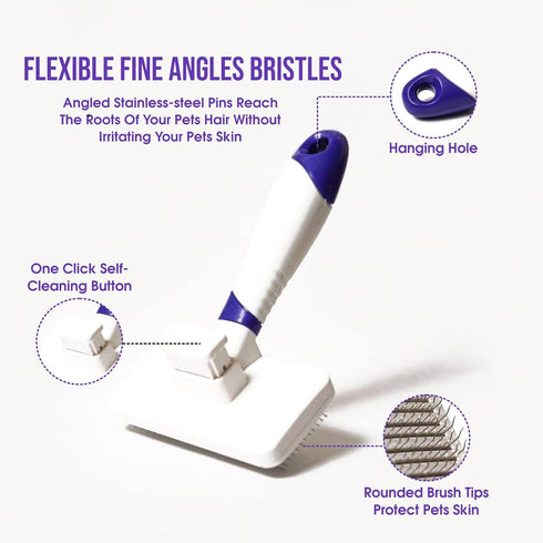 Self-Cleaning Gentle Slicker Brush, Sensitive Skin Gentle Dog Brush, for Big Dog and Large Breed, to Remove Loose Hair, Mats, Dirt - Pain Free Gro...