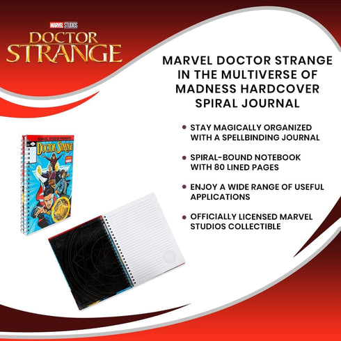 Silver Buffalo Marvel Studios Doctor Strange in the Multiverse of Madness Hard Cover Spiral Notebook | Sketchbook Journal, Notepad With Lined Pape...