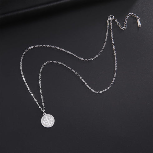 EUEAVAN Jerusalem Crusaders Cross Pendant Necklace Jerusalem Medallion Disc Greek Religious Medieval Jewelry Baptism Gift Women Men...