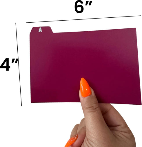 25 A-Z Tabbed 4x6 Index Card Guides in 5 Colors Durable Poly Note Divider Organizer Recipes Office School Home...