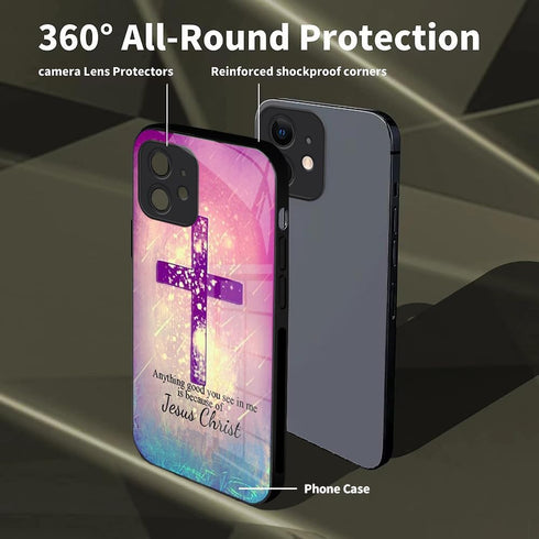 Jesus Christ Cross Case for iPhone 12 Girly Non-Yellowing Case for iPhone 12 Jesus Christ Cross with Glass Back...