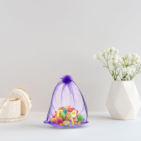 100PCS 6x9 Inches Organza Drawstring Pouches Jewelry Party Wedding Favor Gift Bags (6x9, Purple)...