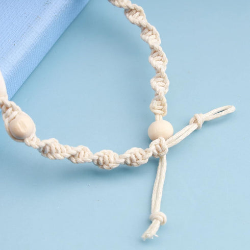 Boho Natural Shell Anklet Bracelets Flower Ankle Chain Hawaiian Cowrie Shell Braided Anklet Bracelet Beach Woven Rope Foot Chain Jewelry for Women...