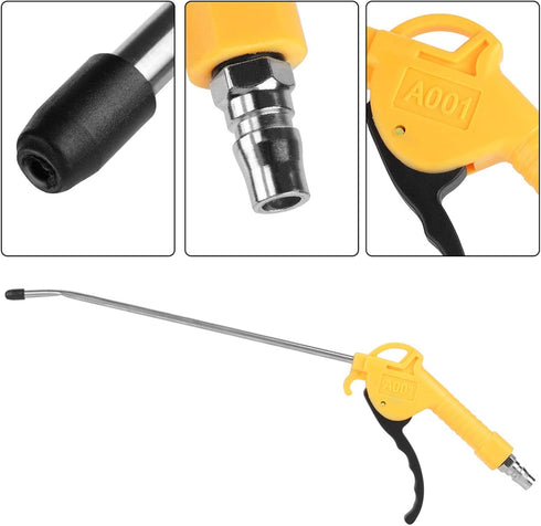 Air Blow Gun with 10" Long Angled Nozzle, Aluminium Alloy Pneumatic Dust Removing Gun, Air Blow Accessory with a Joint...