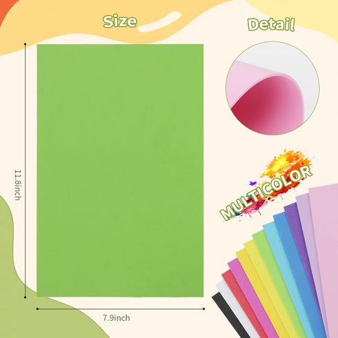 12 Pack Foam Sheets Craft 7.9 x 11.8 inch, 12 Colors Eva Foam Paper for Art Crafts Projects, Classrooms Scrapbook DIY Projects, Back to School Sup...