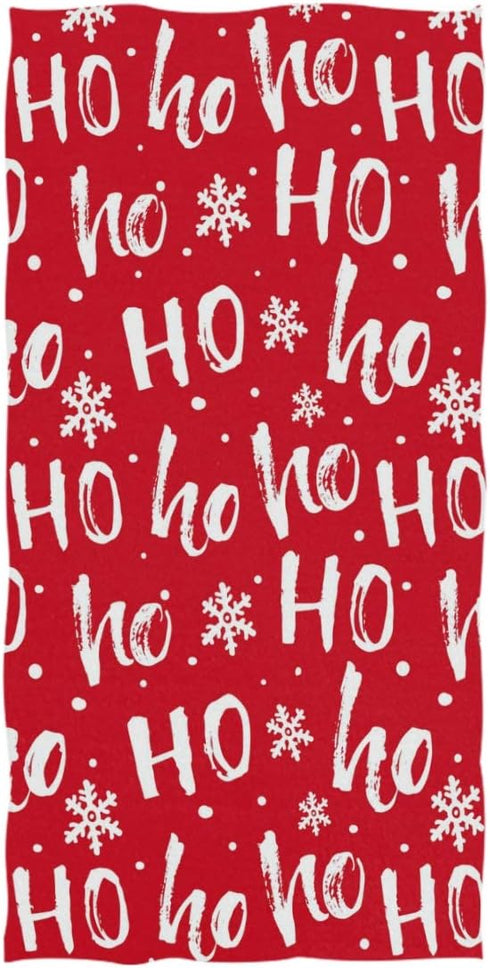 Naanle Stylish Christmas Santa Claus Laugh Hohoho Snowflakes Pattern Soft Bath Towel Large Hand Towels Multipurpose for Bathroom, Hotel, Gym and S...