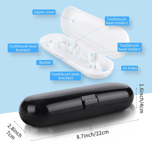 Fowecelt 2 Pack Electric Toothbrush Travel Case for Oral-B Pro and Other Electric Toothbrush, Portable Travel Toothbrush Holder (Black & White)...