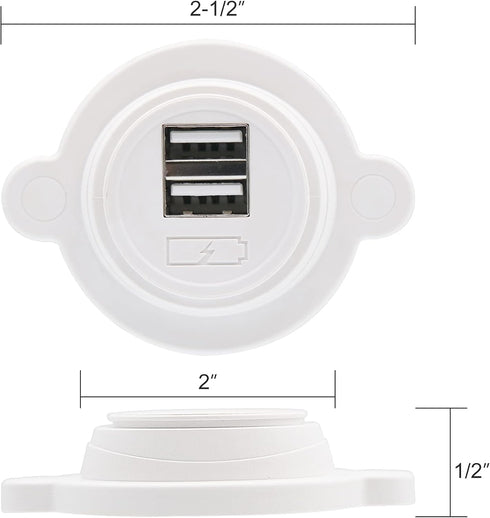 Facon 12V RV USB Charger Socket, Dual RV USB Outlet (5V / 2.4A), Super Slim Wall Mount 12V USB Outlet, for RV Trailer Camper Boat Marine Motorhome...