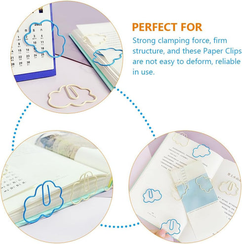 Operitacx 60 Pcs Paper Clip Metal Memo Clips Kids Birthday Bag Filler Paper Clamps Cloud Shaped Bookmark Decorative Page Marker Document Clips Min...