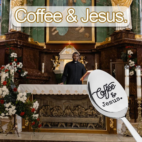 Easter Gifts Coffee and Jesus Spoon Christian Gifts for Men Women Catholic Religious Gifts for Coffee Lover Spoons Christmas Birthday Gifts for Go...
