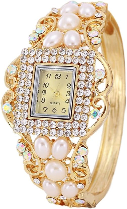 Weicam Women Bracelet Square Dial Quartz Bangle Wrist Watch Lady Diamond Pearl Jewelry Watches Gold Color...