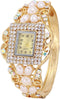Weicam Women Bracelet Square Dial Quartz Bangle Wrist Watch Lady Diamond Pearl Jewelry Watches Gold Color...