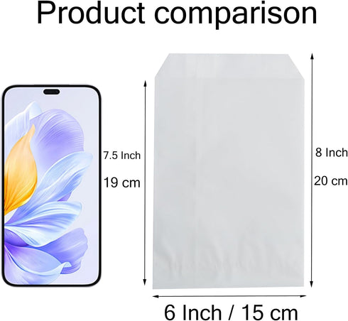 FOCCIUP 6x8 Inch 100 Pcs Small Flat Paper Bag Semi-Transparent Glassine Bags for Party Favor...