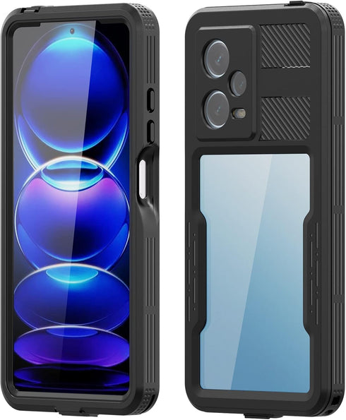 for Xiaomi Redmi Note 12 Pro IP68 Waterproof Case Full-Body Sealed Slim Snowproof Shockproof Dustproof Underwater Outdoor Transparent Cover w/Hand...