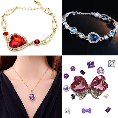 Crystal Rhinestones 50pcs AB Crystals Point Back Heart Glass Rhinestone for DIY Crafts Jewelry Making,12mm,Red...