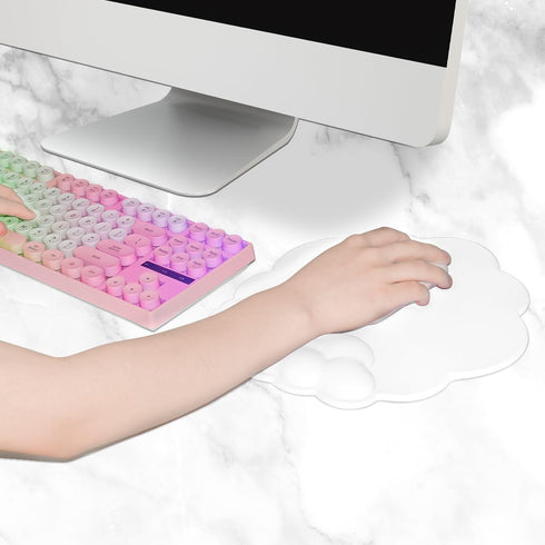 JIKIOU Mouse Pad Wrist Support with Leather Surface,Cloud Wrist Rest Mousepad with Memory Foam,Non-Slip PU Base Mouse Pad for Home Office Laptop M...
