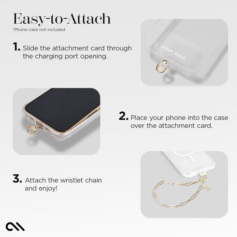 Case-Mate Phone Charm with Gold Metal Chain | Detachable Anti Theft Phone Strap | Hands-Free iPhone Wrist Strap for Women | Phone Chain Wristlet -...
