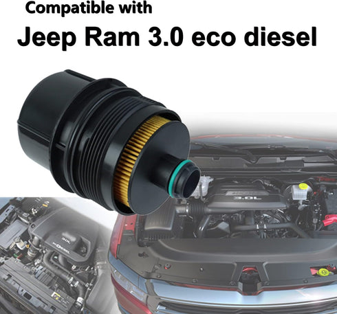 68507598AA Eco-diesel Engine Oil Filter Replacement for 2020 2021 Jeep Wrangler JL / 2021 Jeep Gladiator / 2020 2021 Ram 1500 3.0L Diesel 68498720...