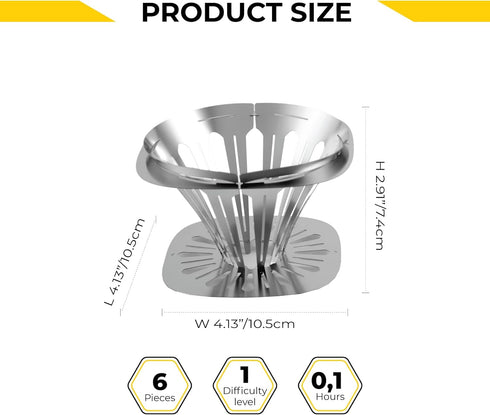 Pour Over Coffee Dripper, Stainless Steel Coffee Dripper, CAFÉ PRONTO, Metal Coffee Dripper DIY Kit, 3D Metal Puzzle Coffee Dripper Set, Great Gif...