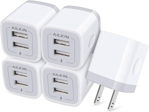 ?5Pcs? USB Plug, Wall Charger Fast Charging Block, Power Adapter Cube 2 Port Charge Travel Brick Cell Quick Chargers Box cargador for iPhone 14 13...