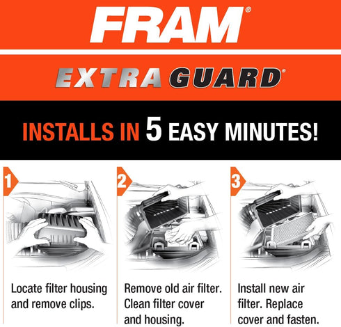 FRAM Extra Guard CA11450 Replacement Engine Air Filter for Select 2013-2018 Nissan Altima (2.5L) Models, Provides Up to 12 Months or 12,000 Miles ...