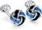 HONEY BEAR Twist Knot Cufflinks Steel for Mens Shirt Wedding Business Gift ,Blue and Black...