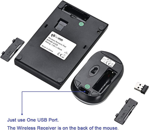 MCSaite Wireless Numeric Keypad & Mouse Combo - Use One Receiver Wireless Number Pad Keyboard and Mouse for Laptop Desktop...