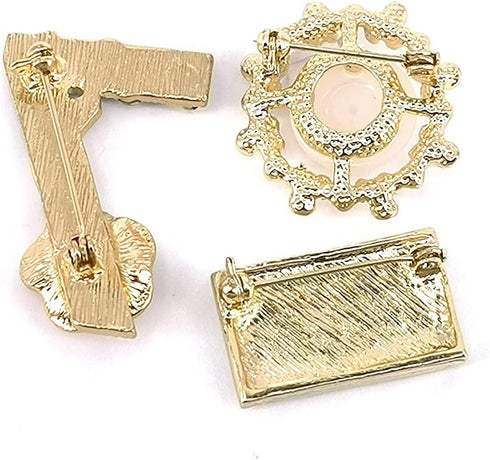 Celebrity Designer Inspired Flower Brooch Pin Gift Set Jewelry For Wedding Party...