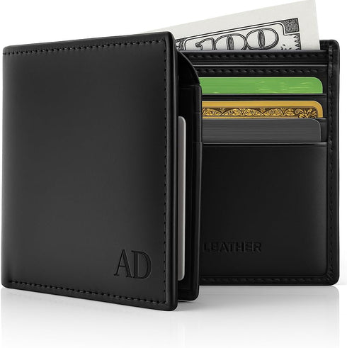 Vegan Leather Bifold Wallets For Men - Cruelty Free Non Leather Mens Wallet With ID Window RFID Gifts For Him...