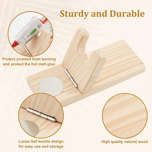 OLYCRAFT Wooden Hot Glue Gun Holder with 50Pcs Hot Melt Resin Glue Sticks Wood Hot Melt Glue Gun Stand Hot Melt Glue Gun Wooden Base with Glue Sti...